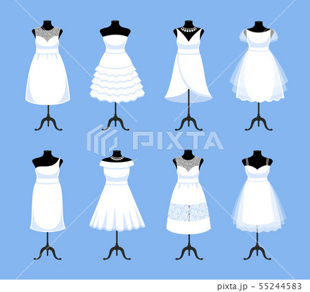 Mannequins in different white wedding dresses. Mannequins in different white wedding dresses. 55244583