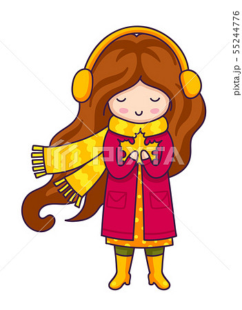 Girl in a dark pink coat. Girl in a dark pink coat. 55244776