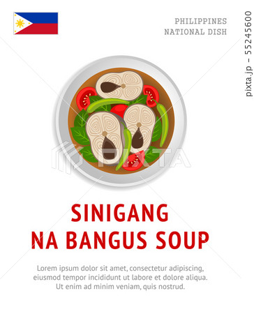 Sinigang na bangus soup. National filipino dish. 55245600