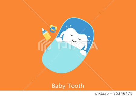 baby tooth sleep on blue bed - first teeth concept baby tooth sleep on blue bed - first teeth concept 55246479