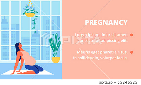 Pregnant Woman in Rose Shirt Sits on Floor. Yoga. Pregnant Woman in Rose Shirt Sits on Floor. Yoga. 55246525