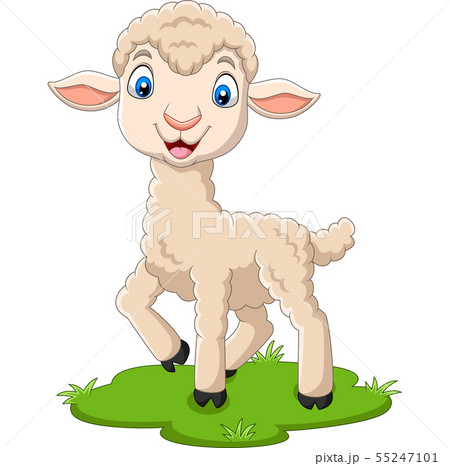 Cartoon happy lamb on the grass 55247101