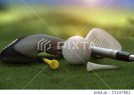 Golf ball and golf club in beautiful golf course a Golf ball and golf club in beautiful golf course a 55247862