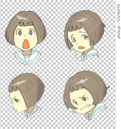 Summer clothes junior high school students' facial expressions (various) 55248478