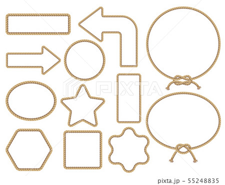 Brown rope frame set. Vector illustration. Brown rope frame set. Vector illustration. 55248835