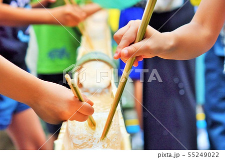 手作りの流しソーメン　親子で作る夏の日の思い出！出水市大川内　鹿児島県 55249022