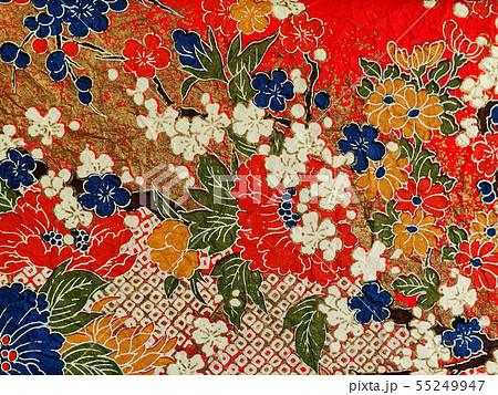 和紙 総柄友禅 手漉き和紙 赤系 花・鹿の子 和紙 総柄友禅 手漉き和紙 赤系 花・鹿の子 55249947