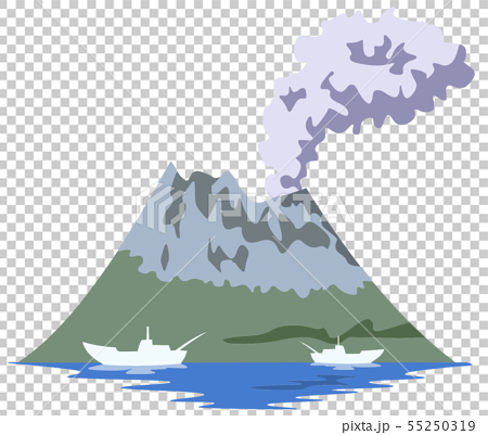 Sakurajima tourist destination illustration icon series 55250319