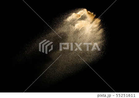 Dry river sand explosion isolated on black. 55251611