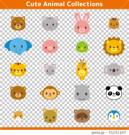 かわいい動物の顔　アイコン　セット 55252107