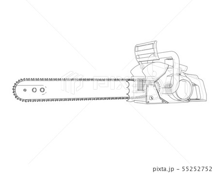 Chain saw. Vector rendering of 3d Chain saw. Vector rendering of 3d 55252752