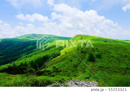 車山高原の風景 (夏) : 北の耳から南の耳・車山を望む 車山高原の風景 (夏) : 北の耳から南の耳・車山を望む 55253321