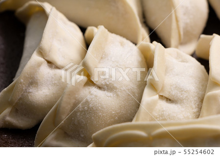 保存のために冷凍された餃子。 保存のために冷凍された餃子。 55254602