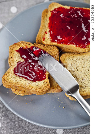 Fresh toasted cereal bread slices with homemade 55254668