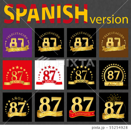 Spanish Set Of Number Eighty Seven 87 Years のイラスト素材