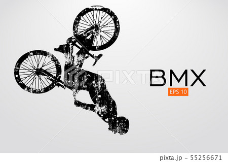 Silhouette Of A Bmx Rider Vector Illustrationのイラスト素材
