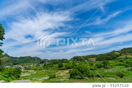 静岡・せんがまちの棚田と青空 静岡・せんがまちの棚田と青空 55257110