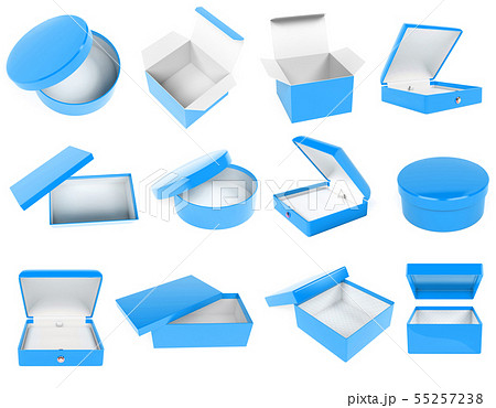 Blue boxes. Cartons, cases, packaging. 3d rendering illustration isolated Blue boxes. Cartons, cases, packaging. 3d rendering illustration isolated 55257238