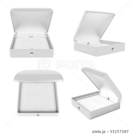 Jewelry box set. White open empty case for jewels. 3d rendering illustration isolated Jewelry box set. White open empty case for jewels. 3d rendering illustration isolated 55257387