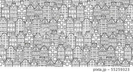 Hand drawn background with doodle houses. 55259323