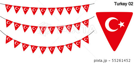 トルコの国旗のガーラーンド　ベクターデータ（bunting garland）