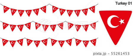 トルコの国旗のガーラーンド　ベクターデータ（bunting garland）