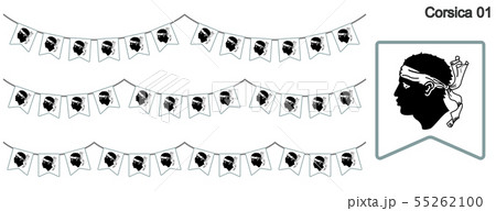コルシカ島の旗のガーラーンド ベクターデータ Bunting Garland のイラスト素材