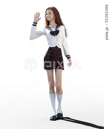制服の女子高生　perming3DCG イラスト素材 55262366