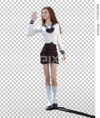 制服の女子高生　perming3DCG イラスト素材 55262366