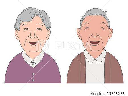 老夫婦 笑うのイラスト素材