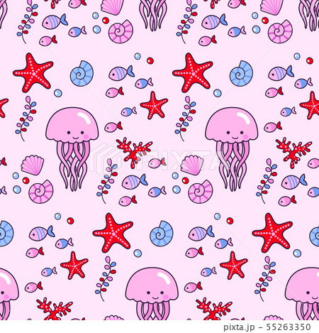Seamless vector pattern with sea elements. Seamless vector pattern with sea elements. 55263350