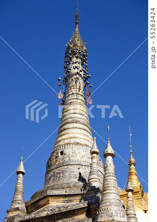 Shwe Inn Thein Paya, Indein, Nyaungshwe , Inle Lake,Shan state, Myanmar .Burma . Weather-beaten Shwe Inn Thein Paya, Indein, Nyaungshwe , Inle Lake,Shan state, Myanmar .Burma . Weather-beaten 55263424