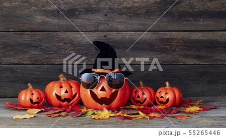 Halloween pumpkin lantern. Trick or treat on a Halloween pumpkin lantern. Trick or treat on a 55265446