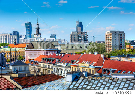 Warsaw, capital of Poland houses aerial view 55265839