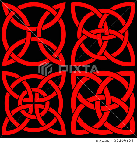 Set of celtic shamrock knot in circle. Symbol of 55266353