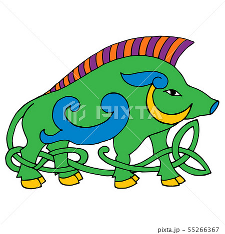 Ancient irish mythological totem. Wild boar with 55266367