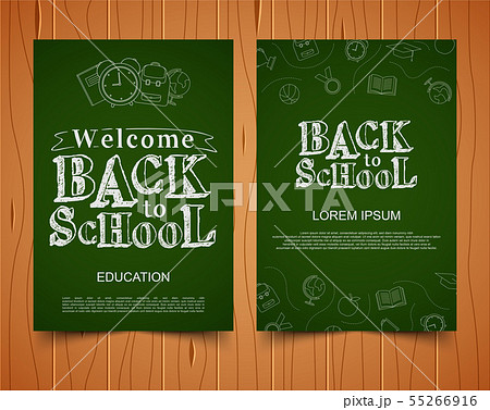 Back to school banner on wood background, vector i Back to school banner on wood background, vector i 55266916