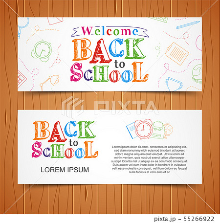 Back to school banner on wood background, vector i Back to school banner on wood background, vector i 55266922