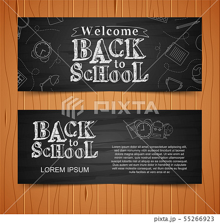 Back to school banner on wood background, vector i 55266923