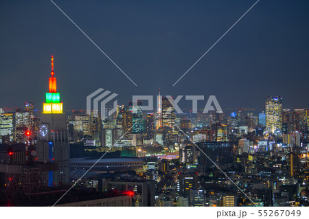 日本の東京都市景観　新国立競技場や東京タワー、六本木ヒルズなど・東京五輪まであと１年＝7月24日撮影 55267049