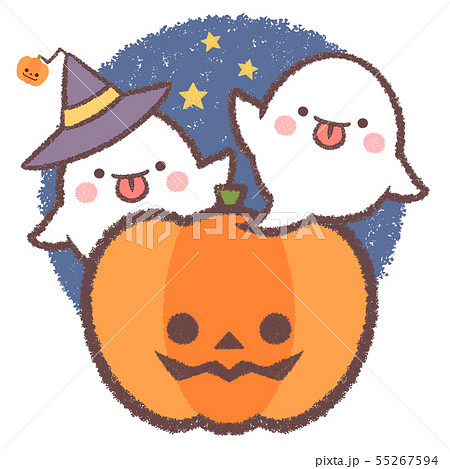カボチャとおばけ達-背景のイラスト素材 [55267594] - PIXTA