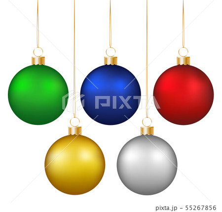Set of realistic shiny colorful hanging christmas Set of realistic shiny colorful hanging christmas 55267856