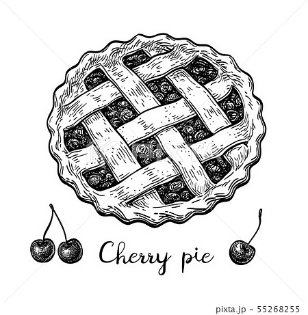 Ink sketch of cherry pie. Ink sketch of cherry pie. 55268255