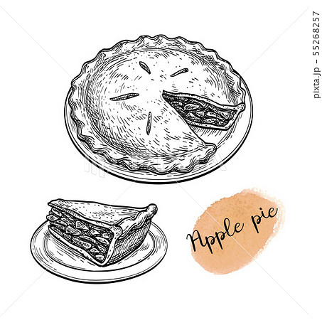 Ink Sketch Of Apple Pieのイラスト素材