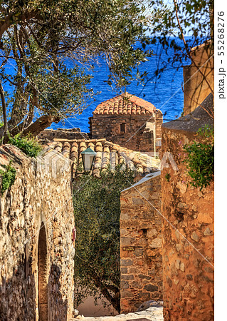 Monemvasia old houses view in Peloponnese, Greece 55268276