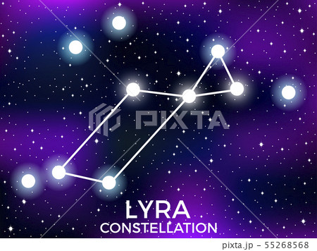 Lyra constellation. Starry night sky. Cluster Lyra constellation. Starry night sky. Cluster 55268568