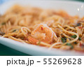 Close up of Spicy shrimp spaghetti. 55269628