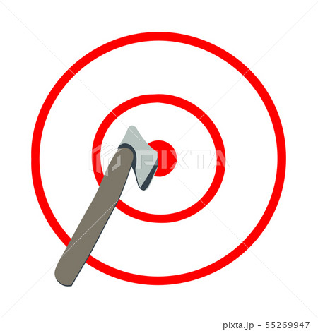 Axe in the target, red lines, white background. 55269947