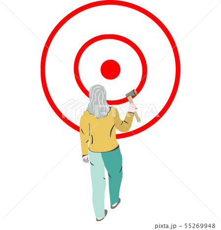 Woman throwing axe in big target 55269948