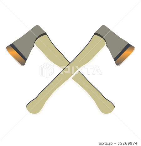 Two axes crossed isolated on white background.  55269974